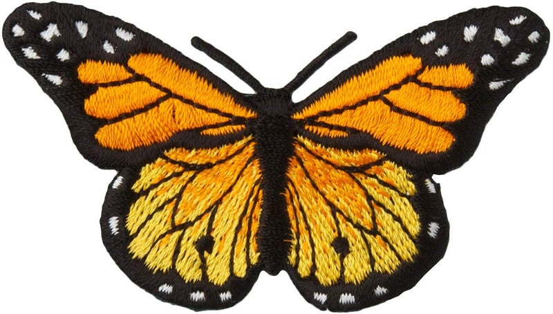 PatchClub Monarch Butterfly Patch Applique, 3 x 1.75 inches - Iron On/Sew On Fully Embroidered - Image 1